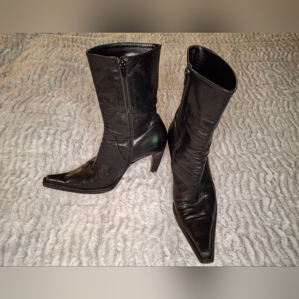 David Aaron Black Leather Women's Boots